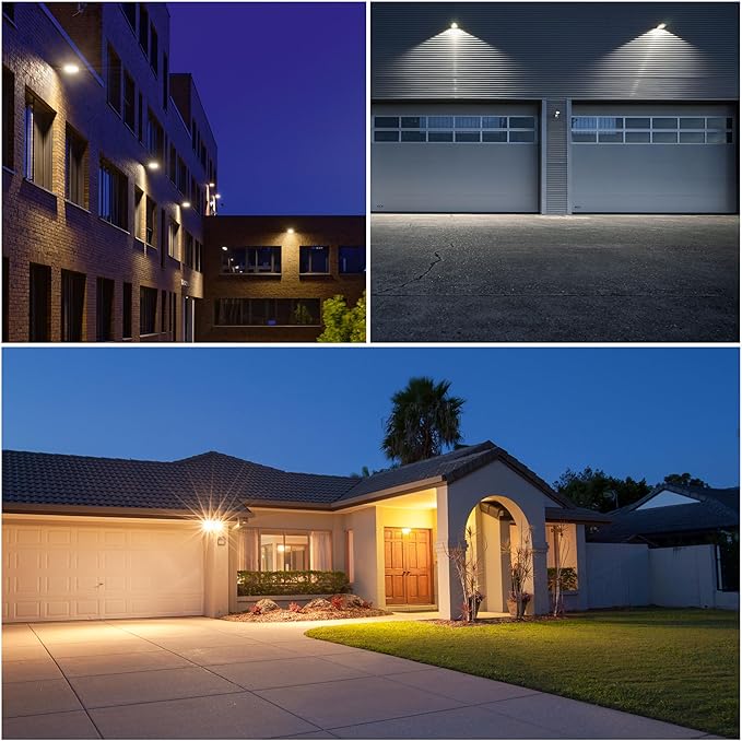 LAMPHOME LED Flood Lights Outdoor 35/60/80W and 3000/4000/5000K Adjustable 10400Lm,Dusk-to-Dawn Sensor o Dawn Flood Light for Yard, Garage, Garden,UL Listed,Includes Include Slip Fitter Mount