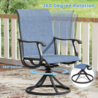 DIFY 9 Pieces Outdoor Patio Dining Set, 8 Blue Textilene Swivel Dining Chairs and 60" Black Round Metal Dining Table, Outdoor Table and Chairs