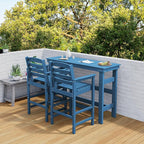SERWALL Outdoor Bar Table and Chairs Set, Adirondack Bar Chairs Set of 2 and Bar Height Table, All Weather HDPE Outdoor Patio Bar Set, Outdoor Furniture for Outside, Poolside, Backyard, Garden, Blue