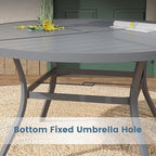 DIFY 7 Pieces Outdoor Patio Dining Set, 6 Grey Textilene Swivel Dining Chairs and 53.1" Grey Round Metal Dining Table, Outdoor Table and Chairs