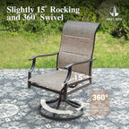 HERA'S HOUSE Outdoor Patio Dining Set of 7, 7 Piece Outdoor Table and Chairs Set of 1 Extendable Large Patio Table and 6 Quick Dry Textilene Swivel High Back Rocking Chairs for Lawn, Park, and Garden
