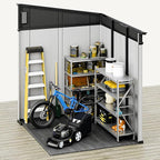 DWVO 6x6 FT Outdoor Storage Shed, All-Weather Resin Garden Tool Shed with Floor & Lockable Door, Plastic Outside Tool Garden Shed with Windows & Vents for Backyard Garden Patio Lawn, Black&Gray