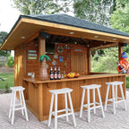 nalone 29 Inch Outdoor Bar Stool, HDPE Bar Chairs with Footrest, Weather Resistant Waterproof Bar Stools Outside Bar Height Stools for Bar, Kitchen Counter, Yard, Balcony(White, 29'' Barstools)