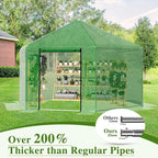 MU 13.4x13.4x8.8 FT Greenhouses for Outdoors, Heavy-Duty Green House for Outside, Walk in Winter Greenhouse with 180g Double Layer PE Cover, Ground Stakes, Great for Garden/Patio/Backyard