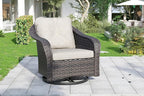 Wicker Swivel Rocking Chairs - Outdoor Brown Wicker Swivel Glider Chair Outdoor Rocking Chair with Water-Resistant Cushions, Beige