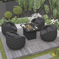 4 Pcs Patio Rope Accent Chair: Aluminum Single Lounge Armchair - Large Woven Chair Cushioned - Modern Arm Chair Assembled for 400lbs Outdoor Lanai Deck Balcony Porch Yard Garden Hotel, Dark Gray