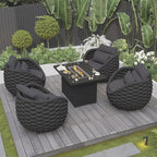 4 Pcs Patio Rope Accent Chair: Aluminum Single Lounge Armchair - Large Woven Chair Cushioned - Modern Arm Chair Assembled for 400lbs Outdoor Lanai Deck Balcony Porch Yard Garden Hotel, Dark Gray