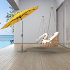 Midtown Umbrellas The Swilt 9 Feet Patio Umbrella in Sunbrella Yellow Acrylic Fabric - Fiberglass Ribs, Auto-Tilt Aluminum Frame For Backyard, Deck, Garden, Pool - White Pole