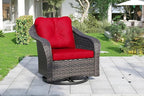 Outdoor Brown Wicker Swivel Rocking Chair - Red, 1PC, Alloy Steel Frame, 300 lbs Weight Capacity, Includes Water-Resistant Cushions