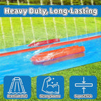 JAMBO 40FT Mega Slip Splash and Slide with 2 Bodyboards | Water Slide Waterslide Backyard Outdoor Water Toys for Kids with Sprinklers | Outdoor Splash Mat Splash Pad, Double Lane Summer Toy