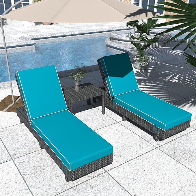 Chaise Lounge Cushions Outdoor Furniture 80 x 26 Inch Patio Lounge Chair Cushions 4'' Thick Waterproof Outdoor Chaise Cushion Weather Resistant Pool Lounger Cushion(Turquoise)