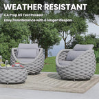 Patio Deck Accent Chair: Large Woven Rope Chair Cushioned - Aluminum Modern Single Lounge Armchair Assembled - All Weather Outdoor Seating for 400lbs Lanai Balcony Porch Yard Garden Hotel, Gray