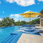 Midtown Umbrellas The Wooden 9 Feet Patio Umbrella With Sunbrella Yellow Acrylic Fabric - Aluminum Frame Market Umbrella For Backyard, Deck, Garden, Pool - Wooden Pole
