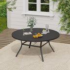 VICLLAX 9 Pieces Outdoor Dining Set, Patio Furniture Set of 8 Patio Swivel Dining Chairs and Plastic Round Patio Table with Umbrella Hole, Navy Blue Chairs & Black Tabletop