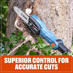 SENIX 20V Cordless Pole Saw, 8 Inch Telescopic Electric Pole ChainSaw with Articulating Head, 2.5Ah Battery & Charger Included for Tree Trimming, Pruning, and Cutting