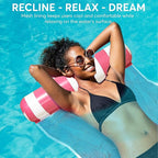 4 Pack Inflatable Pool Hammock Floats with Air Pump and Beach Ball, 4-in-1 Water Hammock Chair, Saddle, Lounge, and Drifter, Adult Size Pool Floaties for Swimming Pool