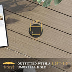 VICLLAX 37.8" Square Outdoor Patio Table, All Weather Metal Outdoor Dining Table for Lawn Garden, Grey Wood-Like Tabletop