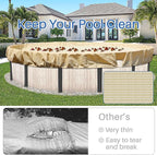 ECOOPTS 11 ft Round Pool Cover for Above Ground Pools, Swimming Pool Cover Protector Winter Safety Cover (Beige)