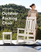 SERWALL Outdoor Rocking Chair White Set of 4, All Weather Patio Rocking Chair, HDPE Poly Rocking Chair for Adults, Heavy Duty Front Porch Rocker