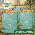3 Pack 72 Gallon Reusable Yard Waste Bags Heavy Duty Lawn and Leaf Bags Yard Waste Container Garden Grass Bags