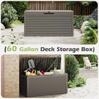 Outdoor Storage Box, 60 Gallon Outside Deck Box Waterproof,Resin Outdoor Storage Cabinet With Lockable Lid,Backyard Storage Bench For Garden Tools,Patio Cushions, Pool Tools, Package Delivery