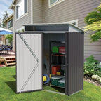 Vongrasig 5 x 3 FT Outdoor Storage Shed, Metal Shed Small Garden Tool Storage Shed with Large Window and Lockable Door for Outside Backyard Patio Lawn (Dark Grey)