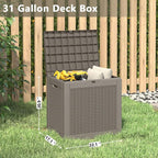31 Gallon Storage Box, Resin Outdoor Waterproof and UV Resistant,Lightweight Box for Garden Tools, Pool Supplies