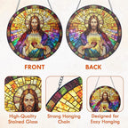 FLAGWIX Christmas Christian Gifts for Women Faith - Stained Glass Window Hanging 10 in - Birthday Catholic Religious Gifts, Suncatchers Windows Hanging, Spiritual Suncatcher Home Garden Decor