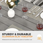 HAPPATIO 7-Piece Outdoor Dining Set - All Aluminum Patio Table and Chairs Set for 6 Includes 1 Rectangular Dining Table and 6 Dining Chairs with Cushions, Patio Dining Set for Lawn, Garden, Backyard