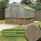 Greenhouse for Outdoor, 6x8ft-8x12ft Wooden WAK-in Greenhouse Kitwith 6MM Thick Polycarbonate Panel, Lockable Door & Adjustable Roof Vent ，Backyard Garden ﻿ (Light Mocha Brown, 8*8FT)