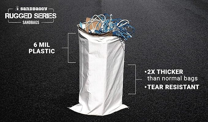 Sandbaggy Large Sandbags - Size: 31" x 45" - Thick Heavy Duty Contractor Bags, Heavy Duty Garbage Bags, Dumpster Bag, Construction Trash Bags, Contractor Bags 6 mil (50)