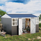 Metal shed 12x10 FT Outdoor Storage, Heavy-Duty Garden Sheds with Customizable Skylight & Reinforced Steel Frame, Weatherproof Galvanized Tool Tiny House for Backyard, Patio, and Lawn