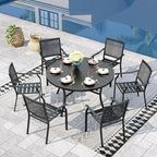 Sophia & William Round Patio Table and Chairs Set, Outdoor Dining Set for 6, 7 Piece Metal Patio Furniture, 54" Black Table(Beehive)