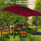 Hotime 10ft Patio Umbrella Outdoor Patio Height adjustable and Windproof, Heavy Duty Aluminum Square Offset Patio Umbrella Cantilever Pool Umbrella with 360°Rotation for Garden Deck Pool, Wine Red