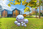 Pack of 8 Stainless Steel Gazing Balls Assorted 50-150mm Small Garden Gazing Globes Hollow Mirror Polished Reflective Spheres Seamless Floating Ball for Home Yard Pond Lawn Outdoor Decoration (Silver)