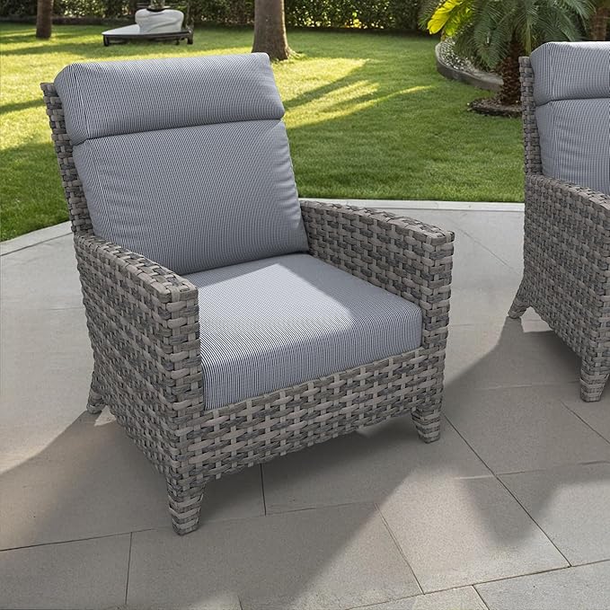 Covers & All Olefin Rectangle High Back Chair Cushion, 420 Denier Supportive Foam Seat and Poly Fill Back Outdoor High Back Chair Cushion, Water and Mold Resistant for Patio High Back Chair Cushions