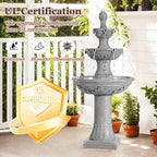 MAGIC UNION Outdoor Garden Water Fountains, 48.4''H Italian Style Fountain and Waterfall Outside, 3-Tier Large Bubbler Cascading Indoor Floor Fountain Features with Pump for Home Yard Decor (Gray)