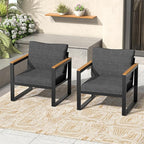 Outdoor Chairs Set of 2, Outdoor Furniture Set, Outdoor Conversation Chair Sets for Balcony Backyard Park Garden, Light Grey
