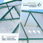 8X16 ft Polycarbonate Greenhouse with Aluminum Frame, Polycarbonate Greenhouse for Outdoors, Greenhouses with Ventilation and Rain Gutter, Aluminum Large Walk-in Greenhouses for Outside