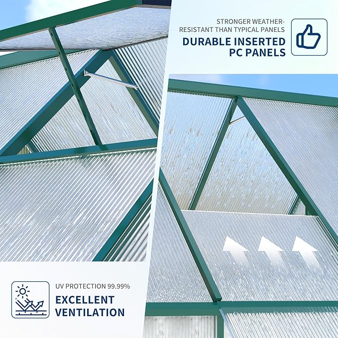 6X11 ft Polycarbonate Greenhouse with Aluminum Frame, Polycarbonate Greenhouse for Outdoors, Greenhouses with Ventilation, Aluminum Large Walk-in Greenhouses for Outside