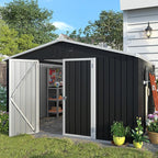Amopatio 12x10 Storage Shed, Metal Sheds & Outdoor Storage for Bike, Garden Tools, with Lockable Door
