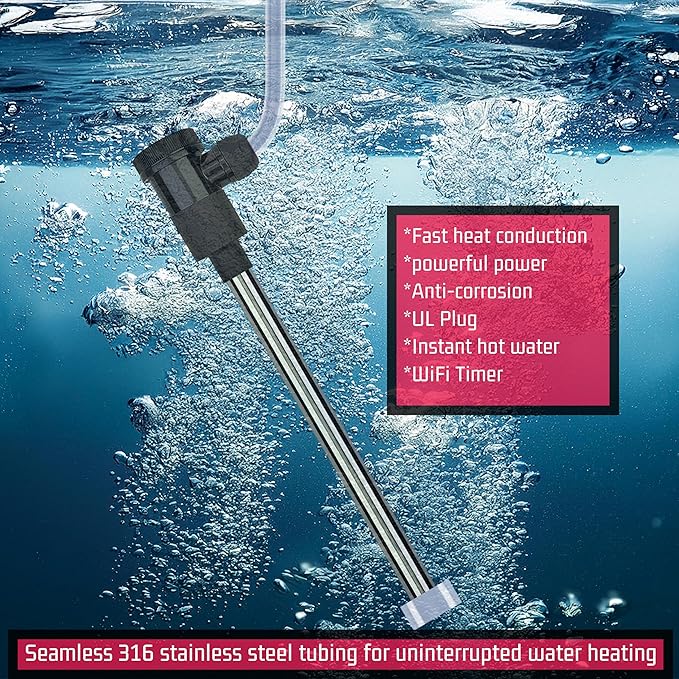 240V 3500W Immersion Water Heater for Hot Tub & Pool – Portable Electric Submersible Heater with Temp Control, Auto Shut-Off and WiFi Timer for Inflatable pool, Above Ground Pool and Bathtub