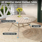 DIFY 7 Pieces Outdoor Patio Dining Set, 6 Sandshell Textilene Swivel Dining Chairs and 53.1" Sandshell Round Metal Dining Table, Outdoor Table and Chairs