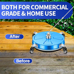 15" Pressure Washer Surface Cleaner with 4 Wheels - Coated Blue Stainless Steel Surface Cleaner for Pressure Washer Attachment for Concrete, Driveway, Patio, Sidewalk, Deck and Driveways - PWS15B