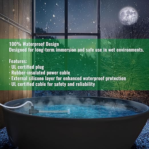 2000W Fully Submersible Water Heater for Bathtub & Swimming Pool – Portable Immersion Electric Heater with WiFi Timer & Temp Control for Above Ground Pool, Inflatable Pool and Hot Tub
