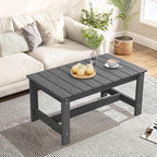 SERWALL Patio Coffee Table, HDPE Rectangle Outdoor Coffee Table Set of 2, Grey