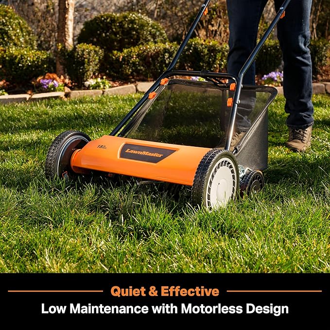 LawnMaster LMRM1801 Push Reel Lawn Mower 18-Inch 5-Blade