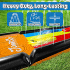 JAMBO 18ft Triple Lane Slip Splash and Slide with 3 Bodyboards with Built in Surround Sprinkler for Backyard Outdoor Water Fun for Kids