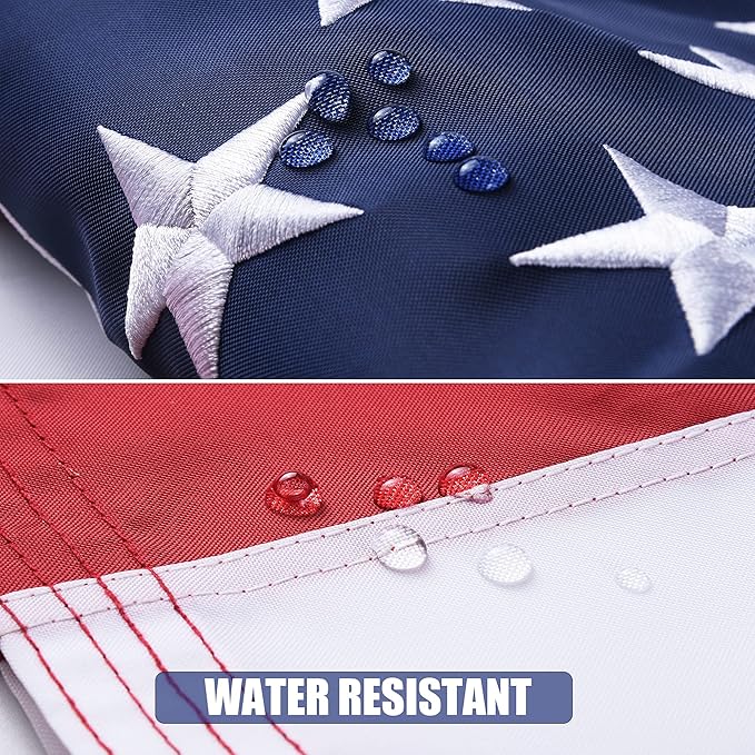 1x1.5 Ft American Flag - Outdoor Heavy Duty Durable 210D Oxford Polyester US Flag with Embroidered Stars & Brass Grommets