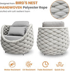 Patio Accent Chairs Set of 2: Aluminum Porch Lounge Chair with Arms - Woven Rope Cushioned Armchair - Modern One Seater Chair - Outdoor Deck Furniture for 400lbs Balcony Lanai Garden Hotel, Gray